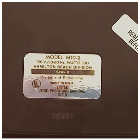 Vintage Scovill Hamilton Beach 7 Speed Blender Model 600-2 Almond 330 Wa… - Picture 8 of 8